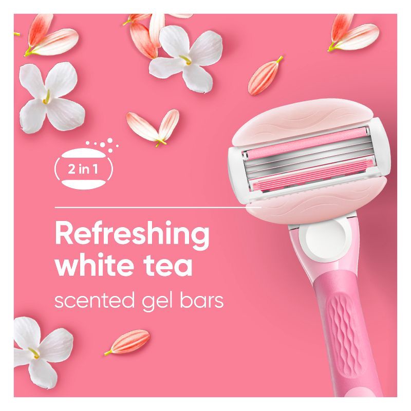 slide 4 of 9, Venus ComfortGlide White Tea Women's Razor Handle, 5 Razor Blade Refills and Shower Holder, 1 ct