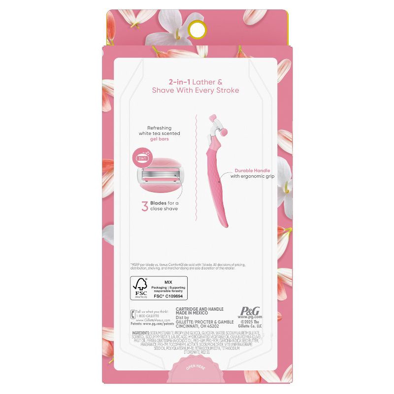 slide 9 of 9, Venus ComfortGlide White Tea Women's Razor Handle, 5 Razor Blade Refills and Shower Holder, 1 ct