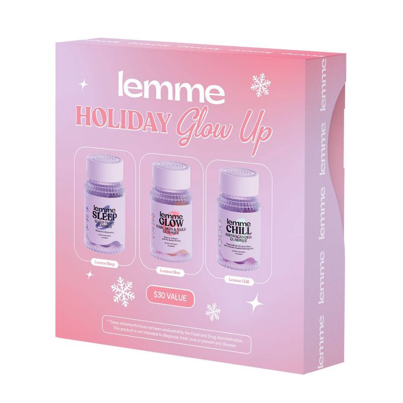 slide 1 of 5, Lemme Holiday Glow Up Mini's Gift Set - Sleep Glow Chill - 3ct, 3 ct
