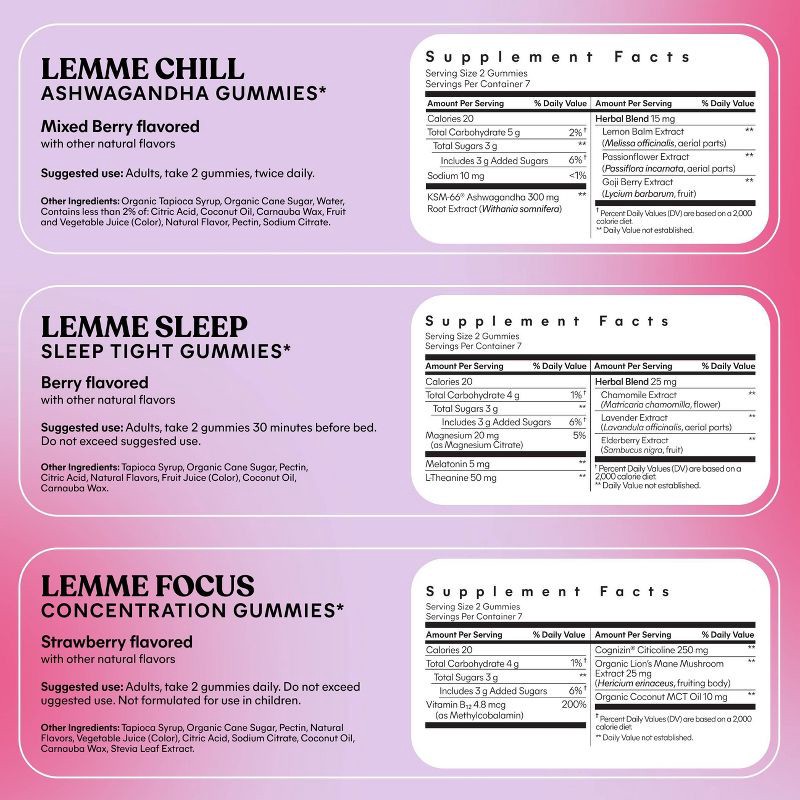 slide 5 of 5, Lemme Holiday Reset Mini's Set - Sleep Chill Focus - 3ct, 3 ct