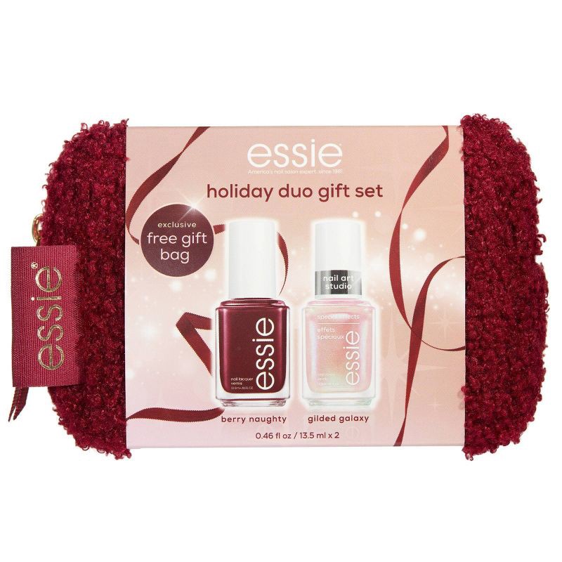 slide 1 of 10, essie Nail Art Studio Berry Nail Polish Set Holiday Duo Gift Set with Makeup Bag - 2pc, 2 ct