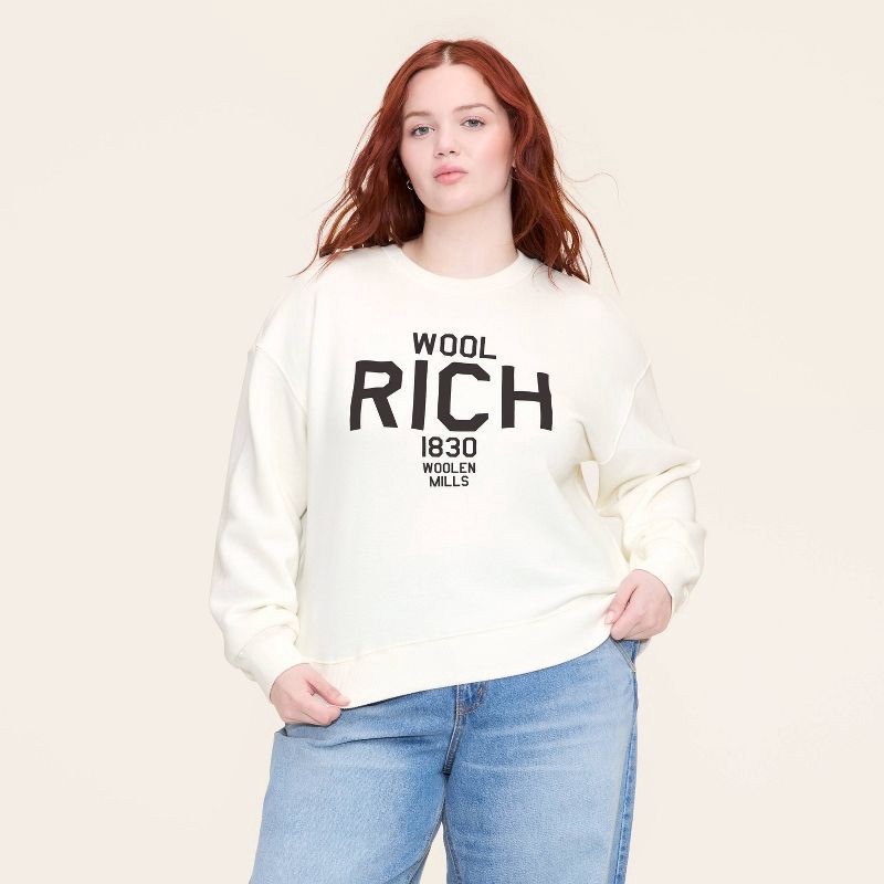 slide 2 of 4, Women's Graphic Print Pullover Sweatshirt - Woolrich x Target Cream XS, 1 ct
