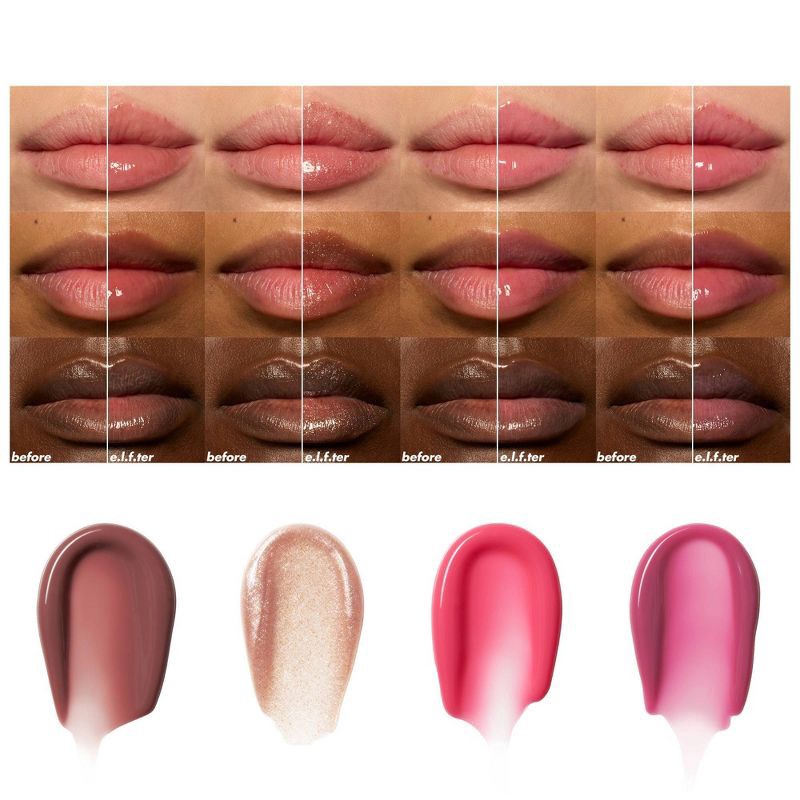 slide 3 of 9, e.l.f. Glow Reviver Plumping Lip Oil Gift Set - 4pc, 4 ct