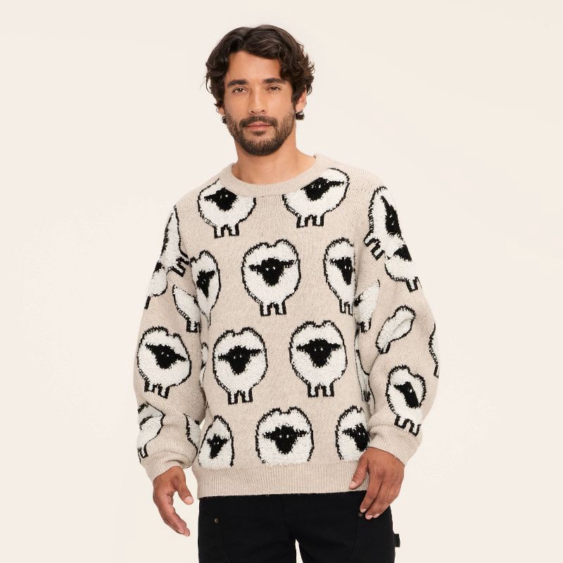 slide 2 of 4, Adult Sheep Print Pullover Sweater - Woolrich x Target Taupe L, 1 ct