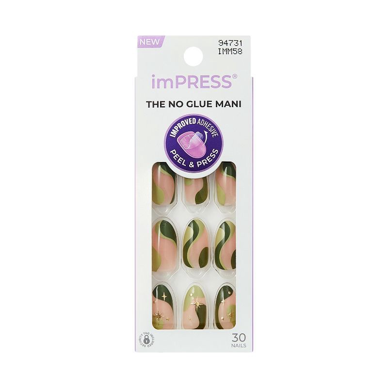 slide 1 of 11, KISS Products imPRESS Press-On Manicure No Glue Fake Nails - Shining - 33ct, 33 ct