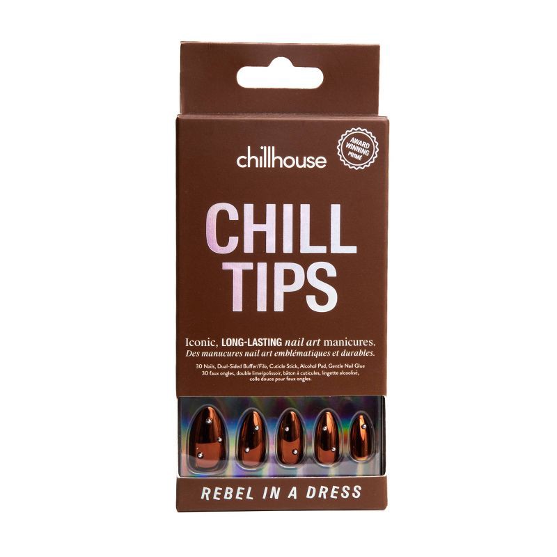 slide 1 of 7, Chillhouse Chill Tips Fake Nails - Design Studio - Rebel in a Dress - 24ct, 24 ct