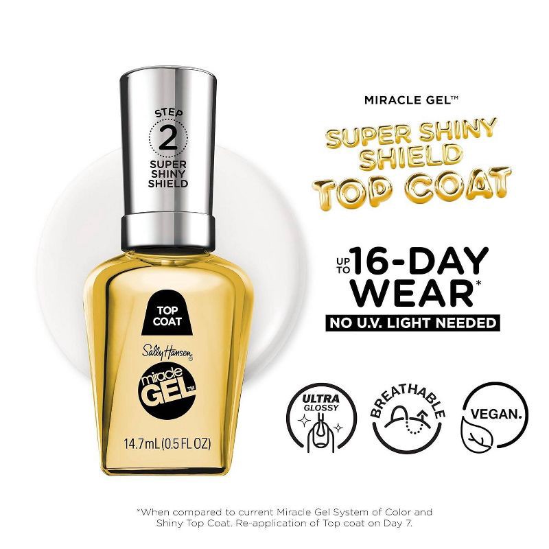 slide 5 of 6, Sally Hansen Miracle Gel Nail Polish - Special Effects Top Coat - 115 SuperShiny Shield - 0.5 fl oz, 0.5 fl oz