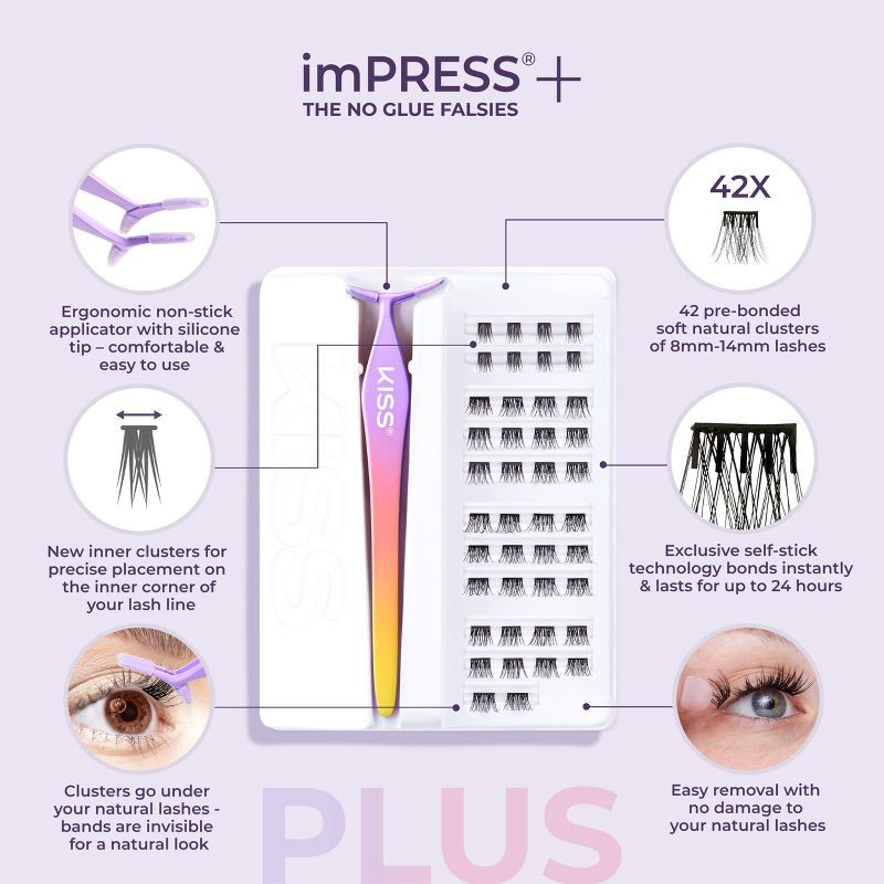 slide 5 of 11, KISS Products imPRESS Self Adhesive False Eyelashes Kit - Soft Natural - 43ct, 05 x 43 ct