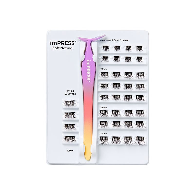 slide 9 of 13, KISS Products imPRESS Self Adhesive False Eyelashes Kit - Soft Natural - 43ct, 05 x 43 ct