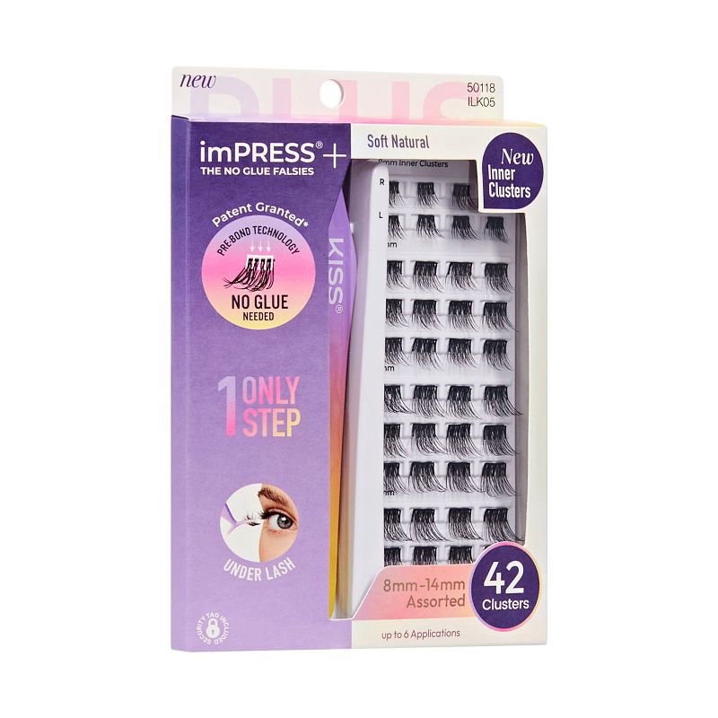 slide 9 of 11, KISS Products imPRESS Self Adhesive False Eyelashes Kit - Soft Natural - 43ct, 05 x 43 ct