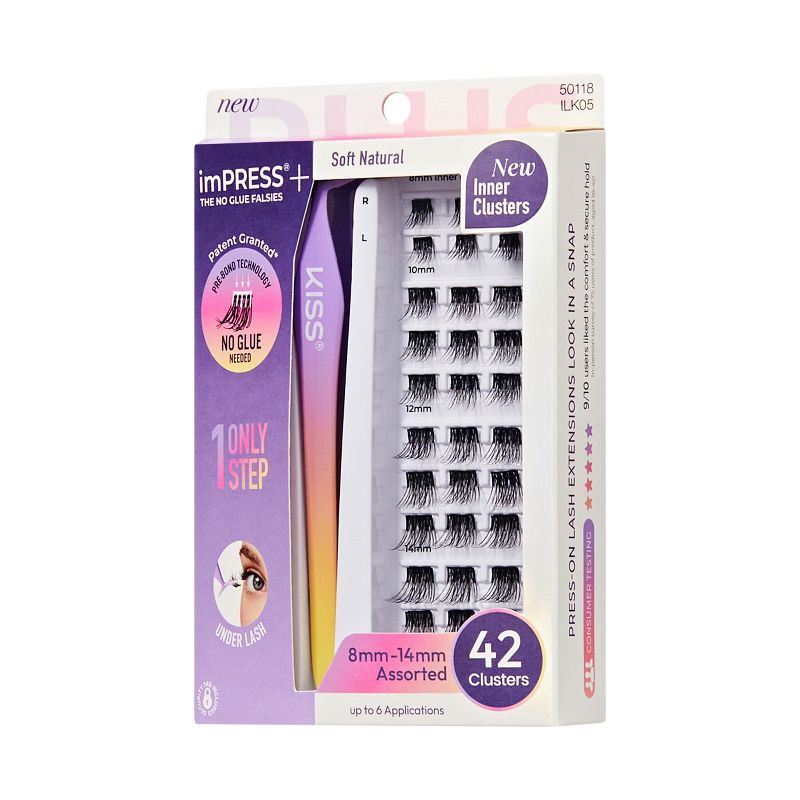 slide 10 of 11, KISS Products imPRESS Self Adhesive False Eyelashes Kit - Soft Natural - 43ct, 05 x 43 ct