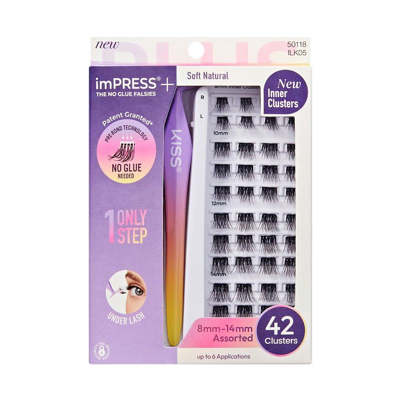 slide 1 of 11, KISS Products imPRESS Self Adhesive False Eyelashes Kit - Soft Natural - 43ct, 05 x 43 ct