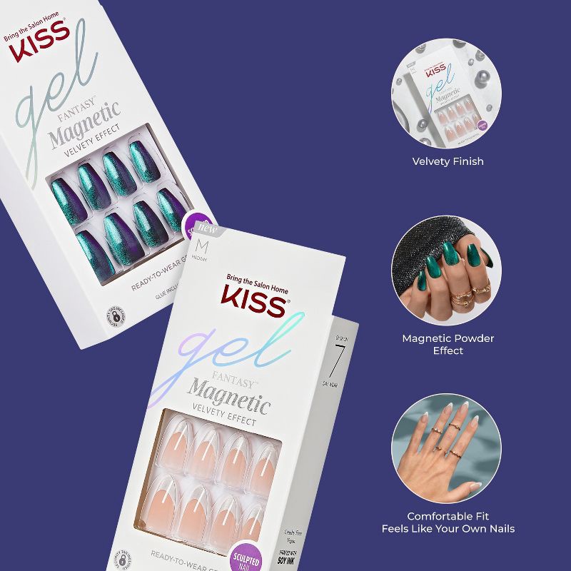 slide 7 of 11, KISS Products Gel Fantasy Magnetic Fake Nails - Set Us Free - 31ct, 31 ct