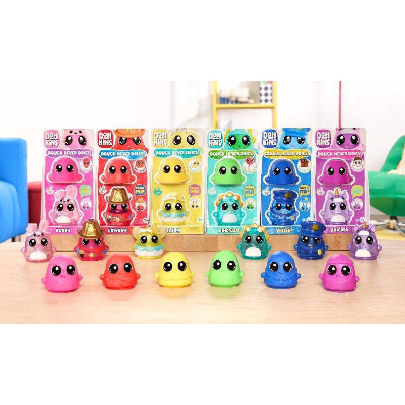 slide 9 of 9, DohKins Bunny Single Pack Character - Dough Never Dries: Creativity Modeling Dough, Pink, Includes 1 Figure, 1 ct