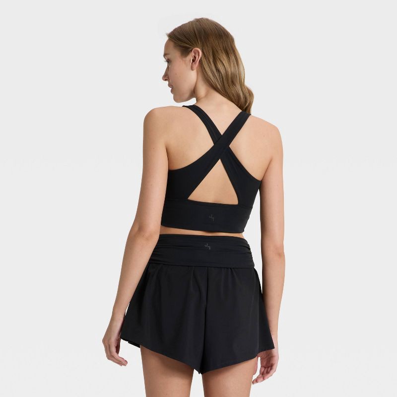 slide 2 of 3, Women's Cinched Longline Sports Bra - JoyLab™ Black M, 1 ct