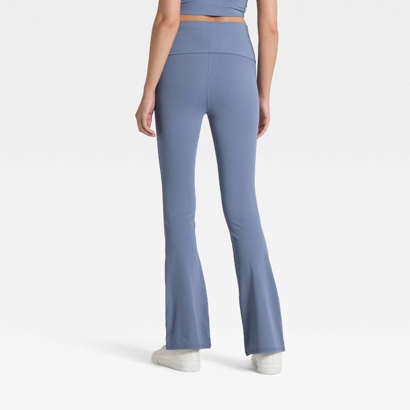 slide 2 of 3, Women's High-Rise Foldover Waistband Flared Leggings - JoyLab™ Navy Blue XXS, 1 ct
