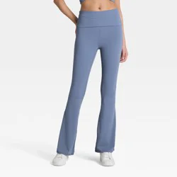 Women's High-Rise Foldover Waistband Flared Leggings - JoyLab™ Navy Blue M