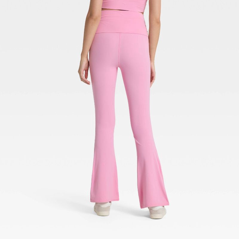 slide 2 of 3, Women's High-Rise Foldover Waistband Flared Leggings - JoyLab™ Light Pink M, 1 ct