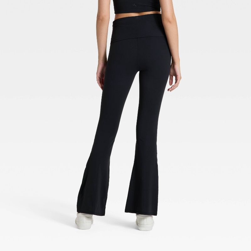 slide 2 of 3, Women's High-Rise Foldover Waistband Flared Leggings - JoyLab™ Black XL, 1 ct
