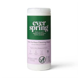 Lavender & Bergamot Multi Surface Cleaning Wipes - 35ct - Everspring™: Plastic Canister, Multipurpose Use