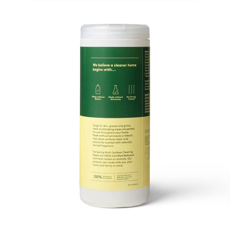 slide 4 of 4, Lemon & Mint Multi-Surface Cleaning Wipes - 35ct - Everspring™, 35 ct
