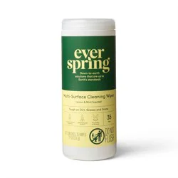 Lemon & Mint Multi-Surface Cleaning Wipes - 35ct - Everspring™: Plastic Canister, Multipurpose Use