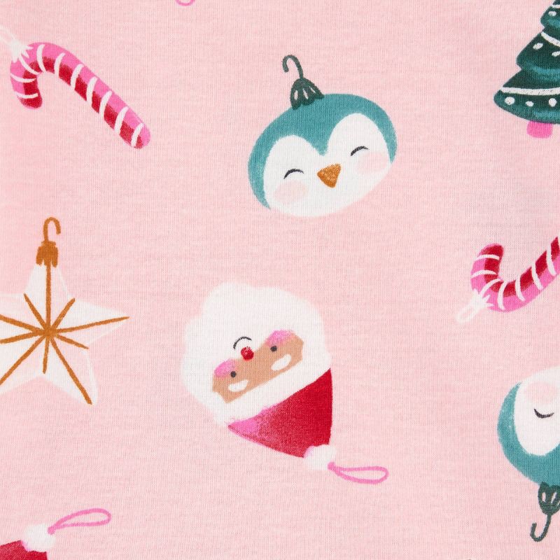 slide 3 of 4, Carter's Just One You® Toddler Girls' 4pc Christmas Polka Dots Santa & Ornament Print Long Sleeve Cotton Pajama Set - Red/Pink 4T, 4 ct