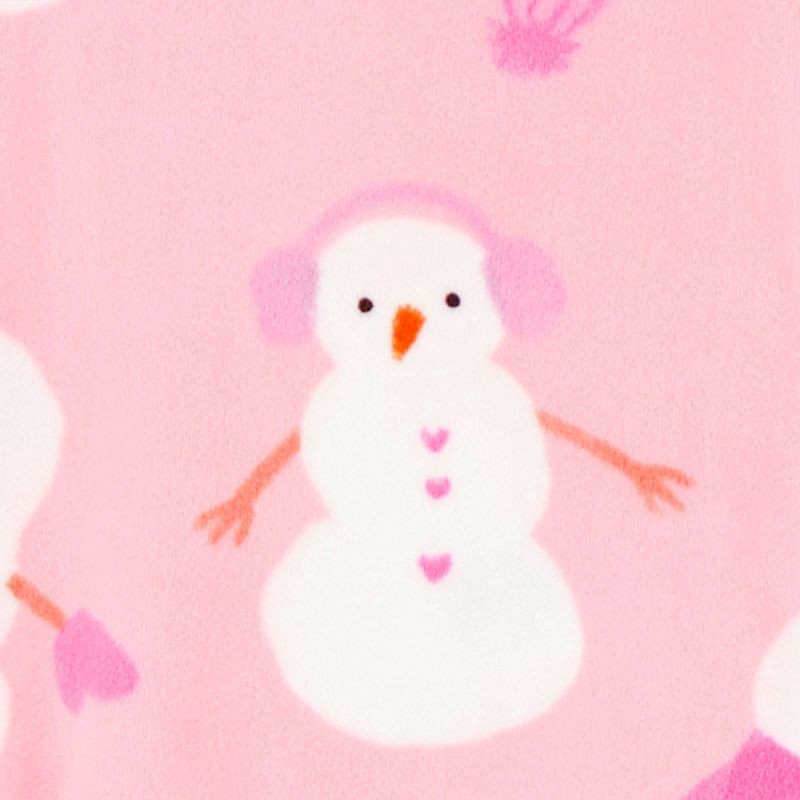 slide 2 of 4, Carter's Just One You® Toddler Girls' 2pk Snug Fit Snowman & Heart Long Sleeve Velour Footed Pajama - Light Blue/Pink 12M, 2 ct