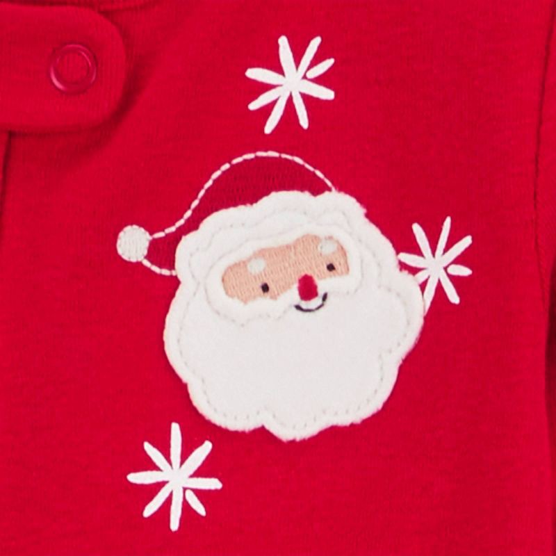 slide 3 of 4, Carter's Just One You® Toddler Girls' 2pk Cotton Long Sleeve Santa Stars & Christmas Print Snug Fit Footed Pajama - Red/Pink 12M, 2 ct