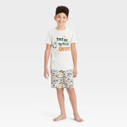 Boys' 2pc Halloween Mummy Short Sleeve Pajama Set - Cat & Jack™ Cream XS