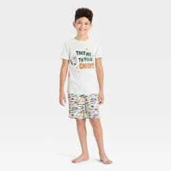 Boys' 2pc Halloween Mummy Short Sleeve Pajama Set - Cat & Jack™ Cream XL