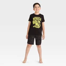Boys' 2pc Halloween Skelton Short Sleeve Pajama Set - Cat & Jack™ Black S
