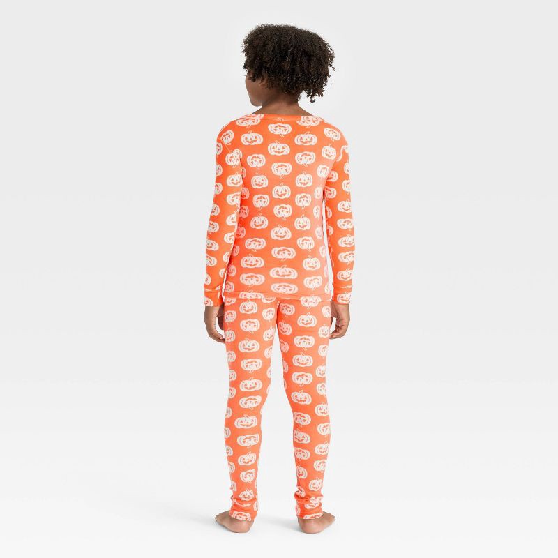 slide 2 of 4, Kids' 2pc Halloween Pumpkins Snuggly Soft Long Sleeve Tight Fit Pajama Set - Cat & Jack™ Orange 10, 2 ct