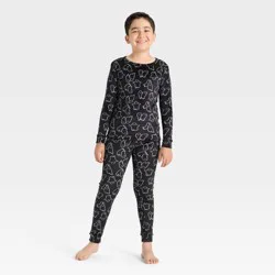 Kids' 2pc Halloween Ghosts Snuggly Soft Long Sleeve Tight Fit Pajama Set - Cat & Jack™ Black 8