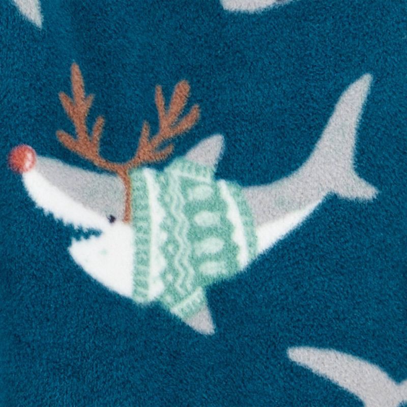 slide 3 of 5, Carter's Just One You® Toddler Boys' 3pc Teal Shark Long Sleeve Poly Fleece Pajama Set - Green/Gray 4T, 3 ct