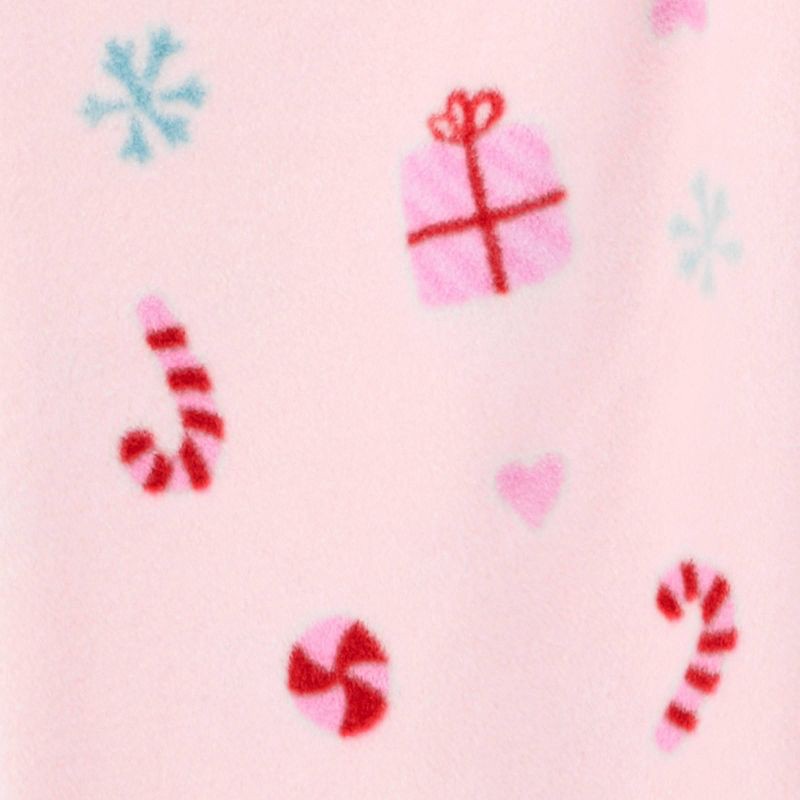 slide 4 of 5, Carter's Just One You® Toddler Girls' 3pc Christmas Candy Cane Long Sleeve Poly Fleece Pajama Set - Pink 5T, 3 ct