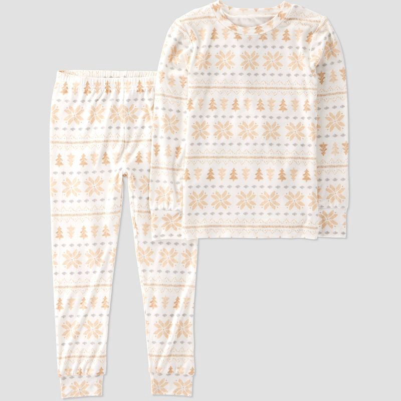 slide 1 of 7, Carter's Just One You® Toddler 2pc Fairisle Short Sleeve Comfy Soft Snug Fit Pajama Set - Beige 3T, 2 ct
