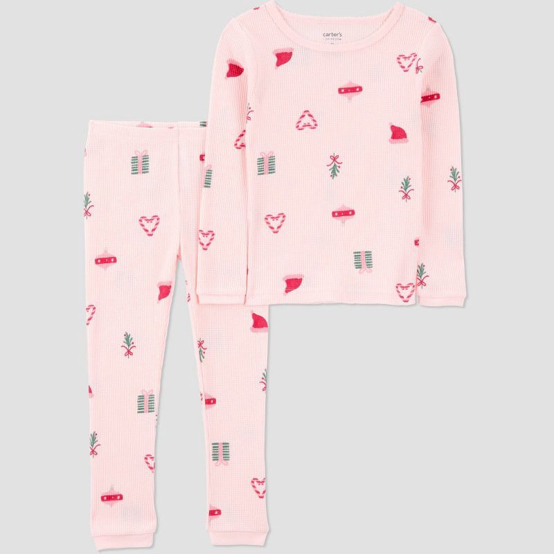 slide 1 of 4, Carter's Just One You® Toddler 2pc Christmas Icons Long Sleeve Cotton Pajama Set - Pink 5T, 2 ct