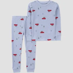 Carter's Just One You® Toddler 2pc Christmas Trucks & Trees Long Sleeve Cotton Pajama Set - Blue 18M