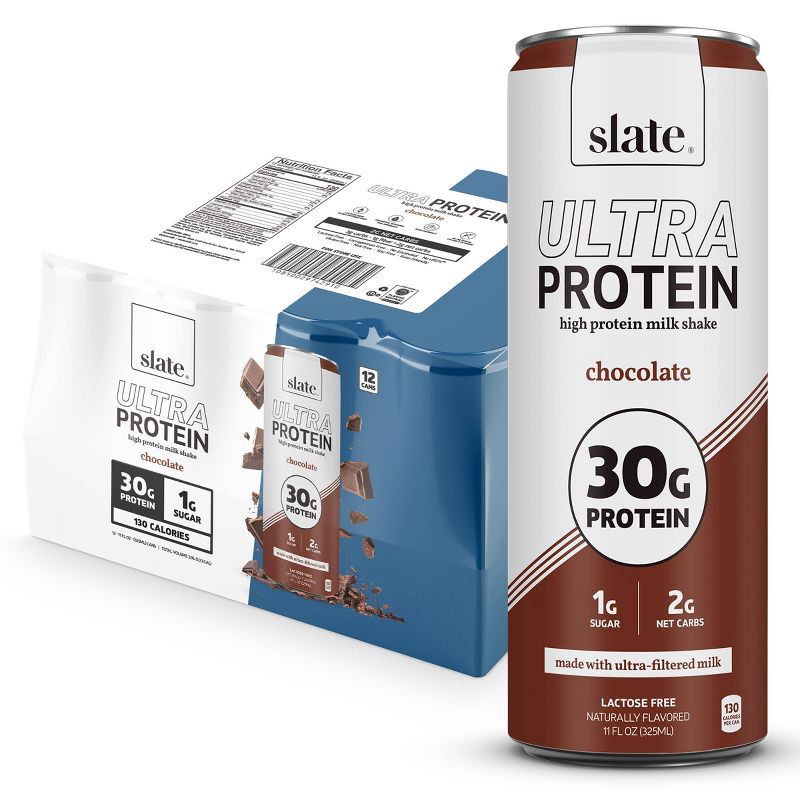 slide 1 of 5, Slate Milk Chocolate Ultra 30g Protein Shake - 12pk/11 fl oz Can, 30 gram, 12 ct, 11 fl oz