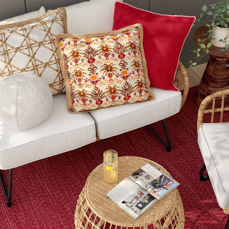 slide 2 of 5, 18" Square Geo Texture Outdoor Throw Pillow Brown - Threshold™, 1 ct