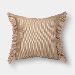 18" Square Geo Texture Outdoor Throw Pillow Brown - Threshold™