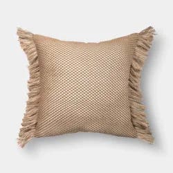 18" Square Geo Texture Outdoor Throw Pillow Brown - Threshold™