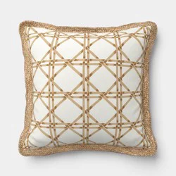 18"x"18 Lattice Print Trimmed Pillow Khaki/Tan - Threshold™