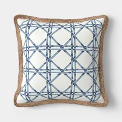 18"x"18 Lattice Print Trimmed Pillow Light Blue/Navy - Threshold™