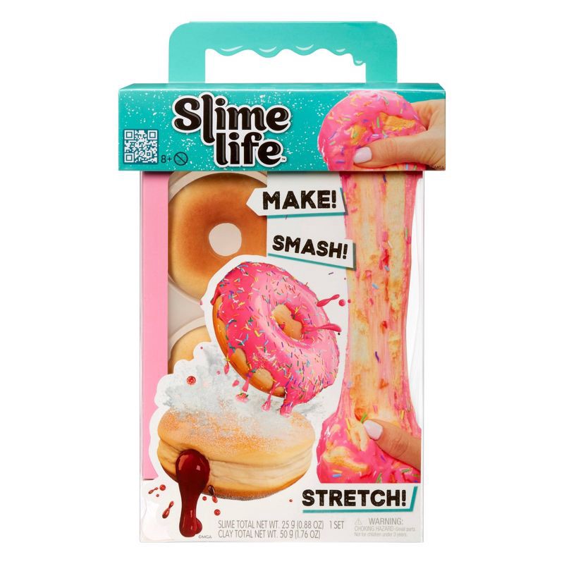 slide 2 of 9, Slime Life Pink Icing Round & Jelly Filled Donuts DIY Slime Kit - Unboxing Ingredients to Make,Smash and Stretch Your Food, 1 ct