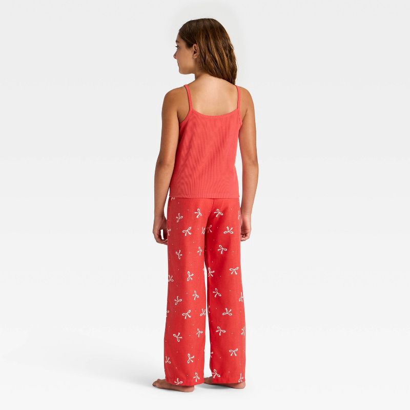 slide 2 of 4, Grayson Threads Kids Girls' 2pc Merry Bows Christmas Tank Top and Pants Pajama Set - Red L, 2 ct