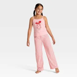 Girls' 2pc The Grinch Cindy Lou Who Christmas Tank Top and Pants Pajama Set - Pink S