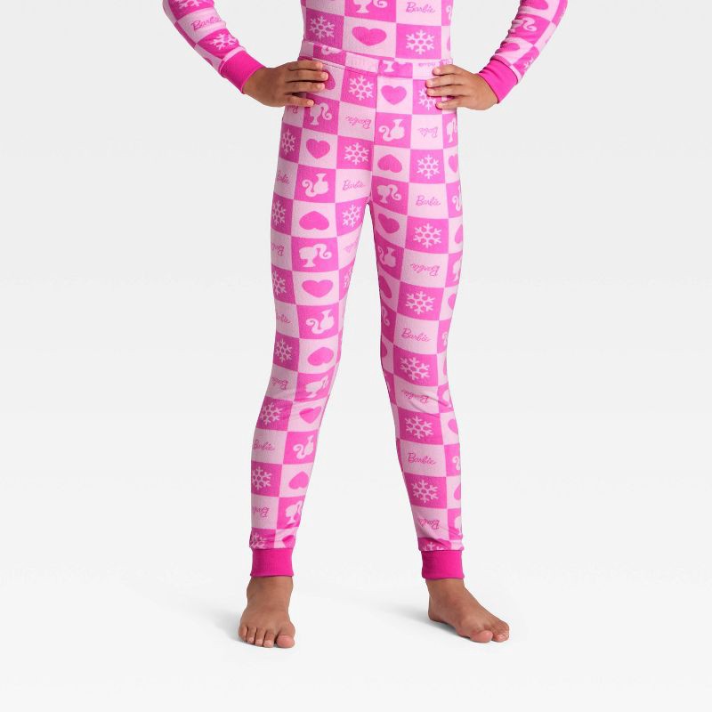slide 4 of 4, Girls' 2pc Barbie Holiday Snuggly Soft Pajama Set - Pink 6, 2 ct