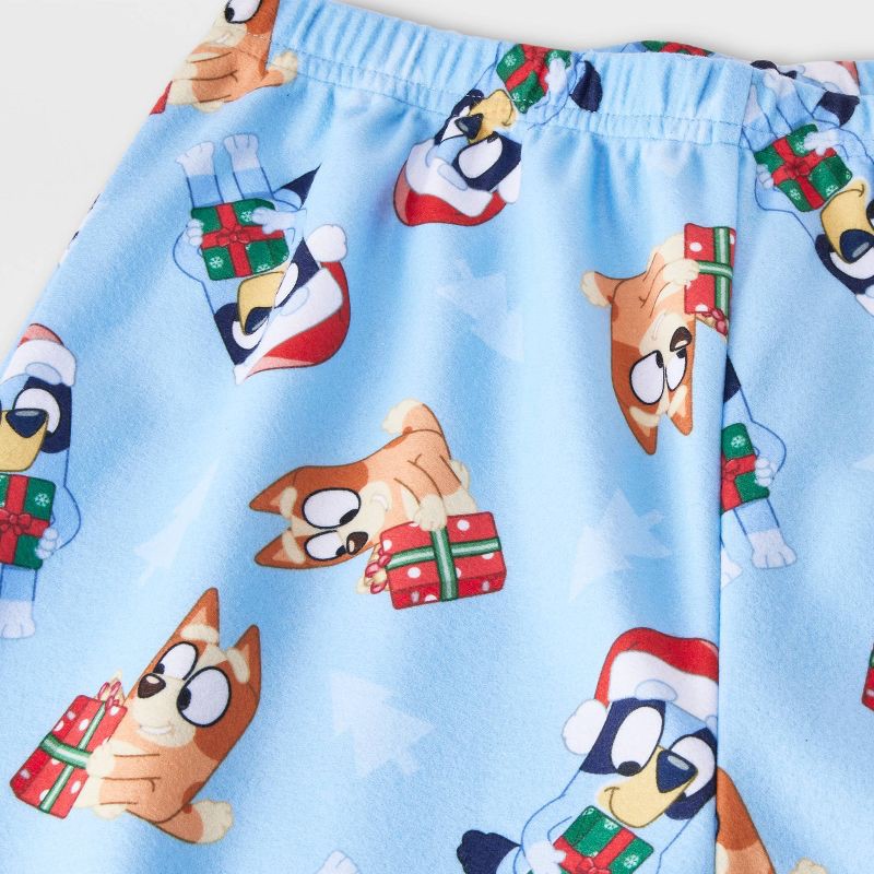 slide 4 of 4, Kids' 2pc Bluey Christmas Coat Pajama Set - Blue L, 2 ct